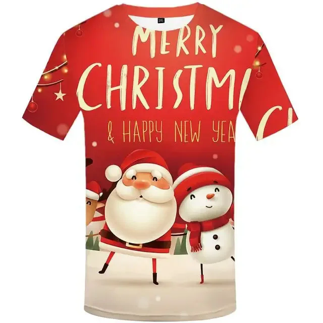 Free Sample Plus Size Men Gift T-Shirts Unisex 3D Christmas T-Shirt Tops Sublimation Printing Short Sleeve Tee Shirts