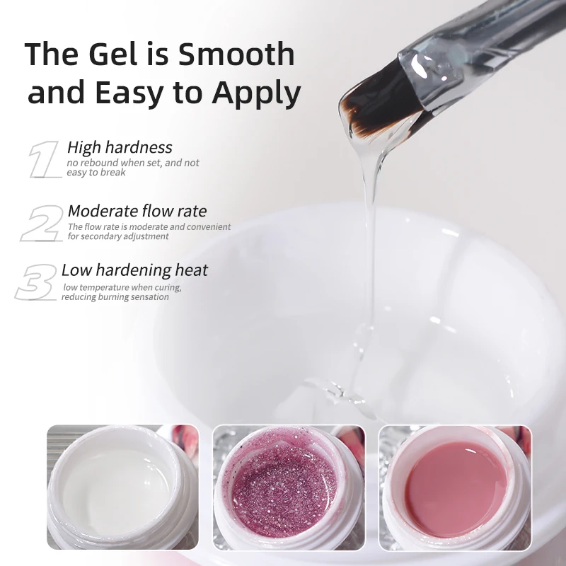 R S Nail Liquid Glitter Builder UV Gel Beauty Salon Free Sample Gel Polish No Heat Extension Gel