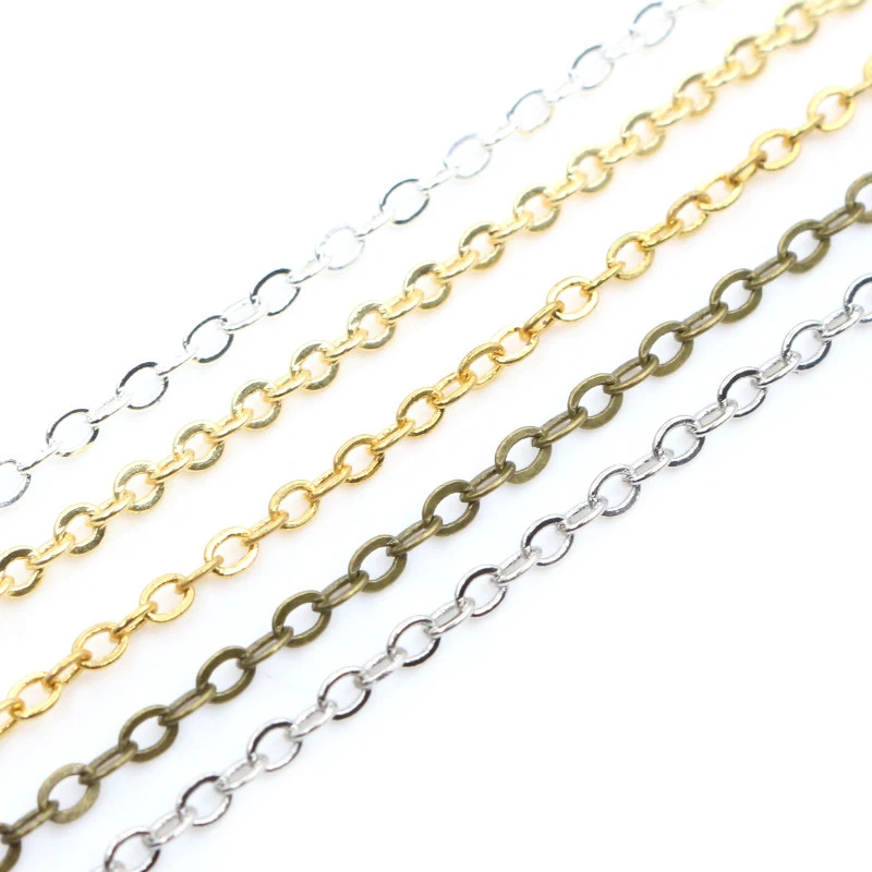 5 Meters/lot 2.4x1.8mm 5 Colors Plated Welded Iron Cable Chains Necklace DIY Jewelry Making Findings Accessories