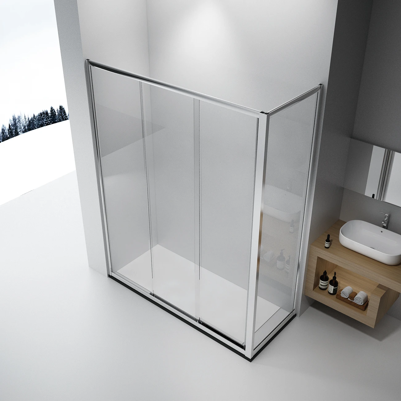 Best Price Corner Double Glass Shower Sliding Doors Bath Square Walk In Shower Enclosures