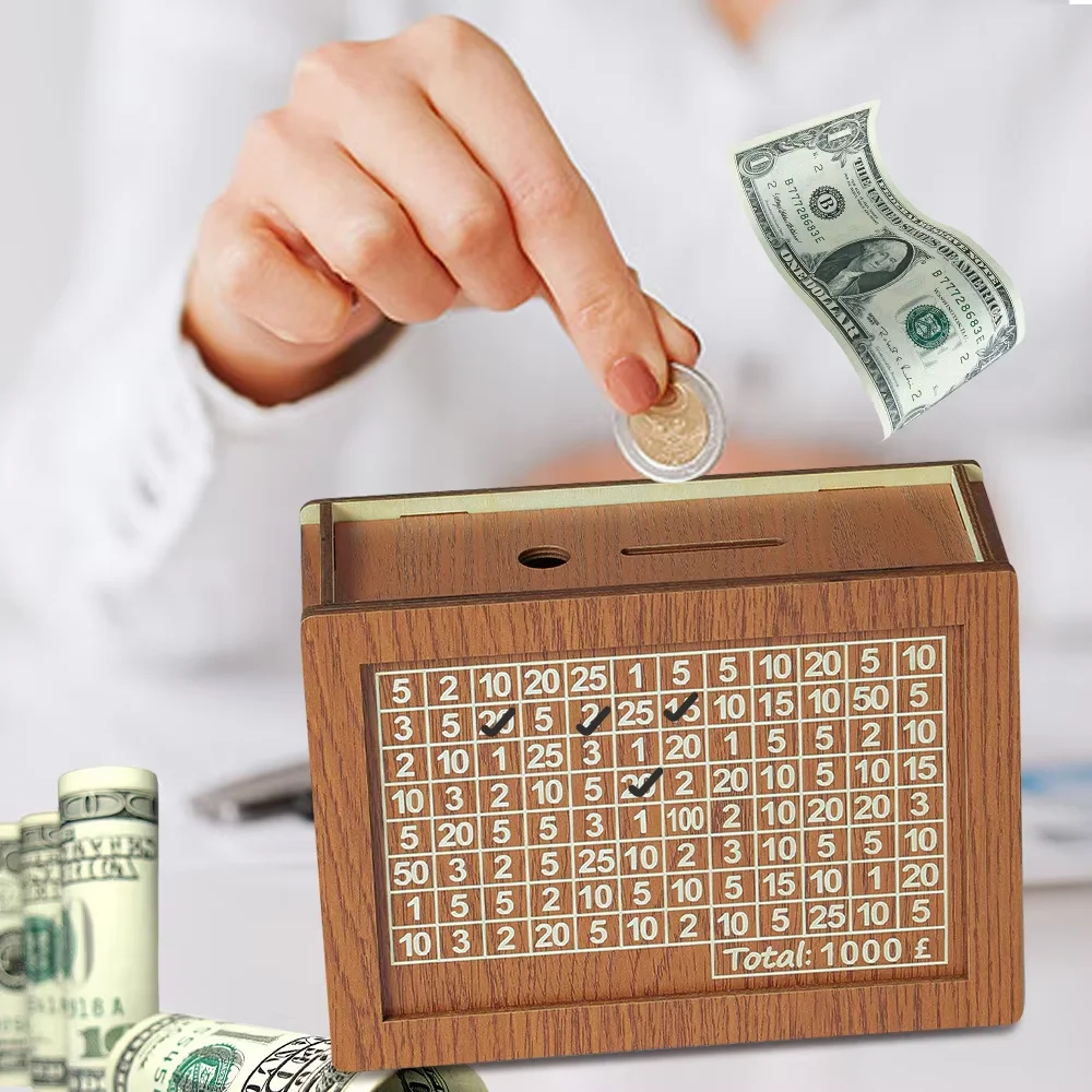 Деревянная монета в стиле ретро со счетчиком сбережений для детей и взрослых отличный подарок с металлическим узором