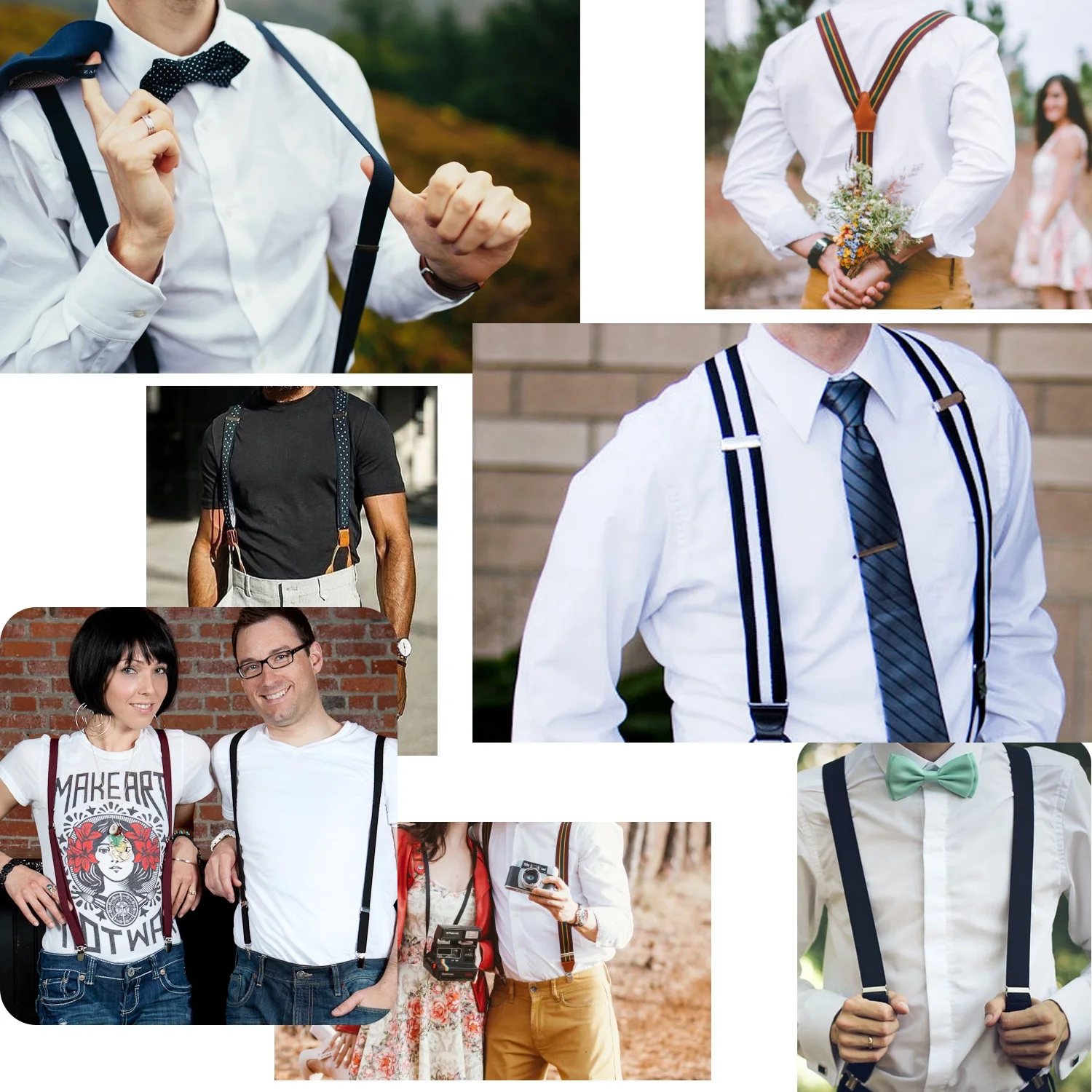 Business Men Formal Suit Sets of Ties Men Suspender Bow Tie and Neckties Sets