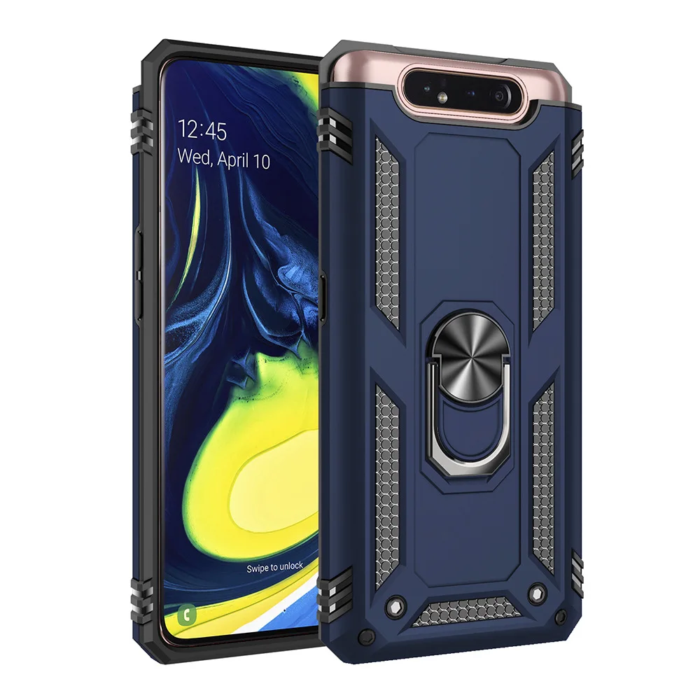 Metal Ring Kickstand Armor Back Cover Case For Samsung Galaxy A80 J2 prime J7 2018 A10 A90