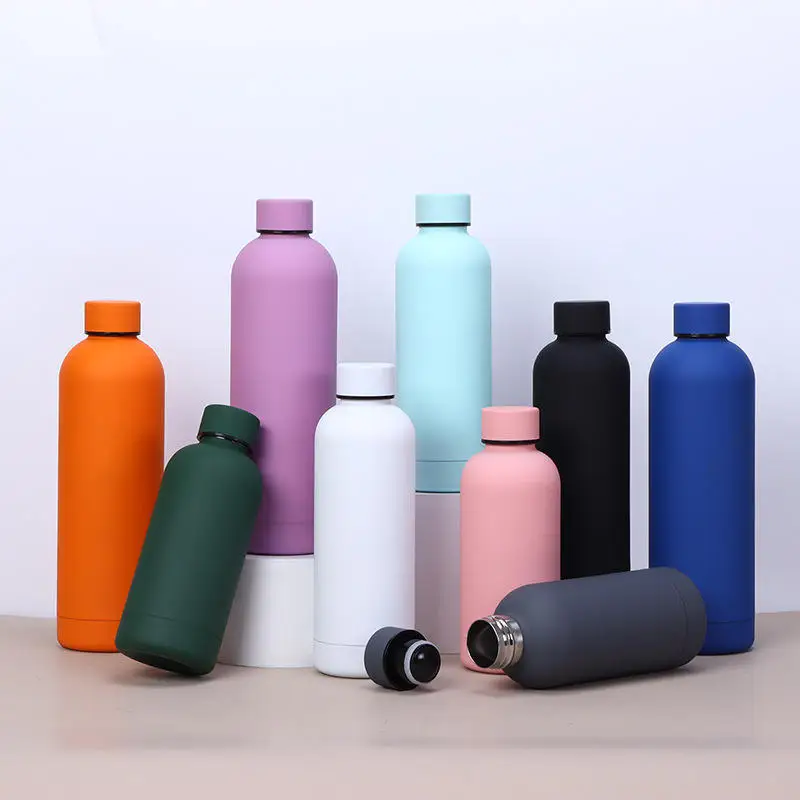 Hot Sale Matte Paint 500ml Thermos Vacuum Flask 304 Stainless Steel Small Mouth Insulated Cup Outdoor Sports Water Bottle