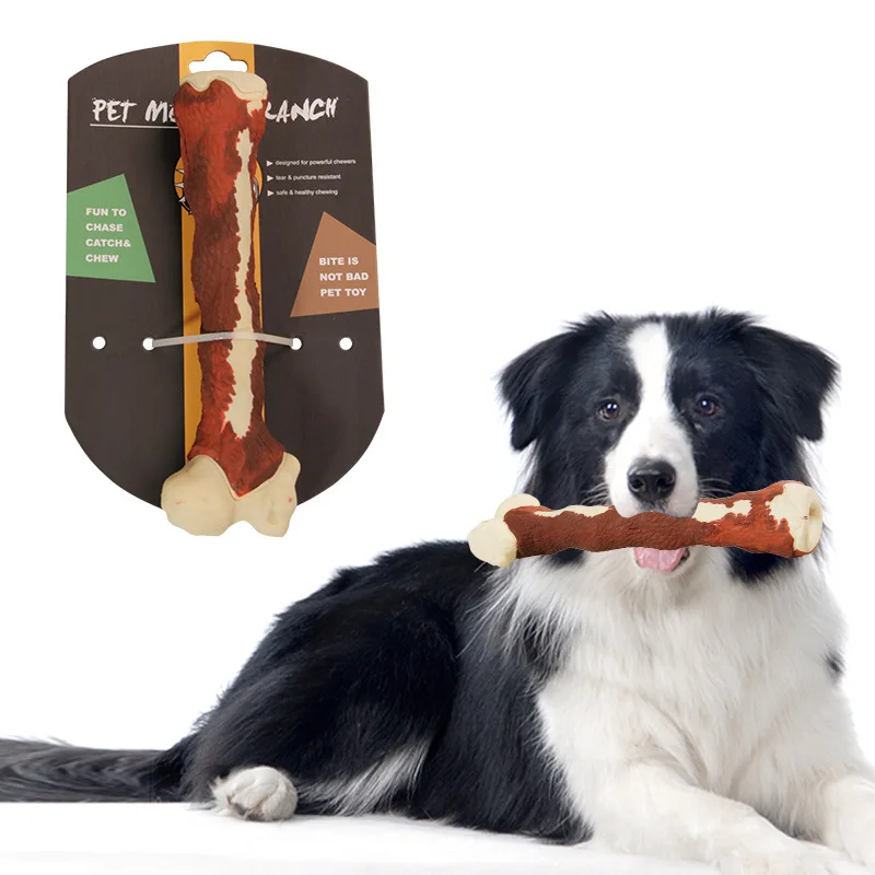 Best Seller Rubber Meat Taste Durable Anti Bite Interactive Dog Pet Toy Bone Shape Dog Chew Toy