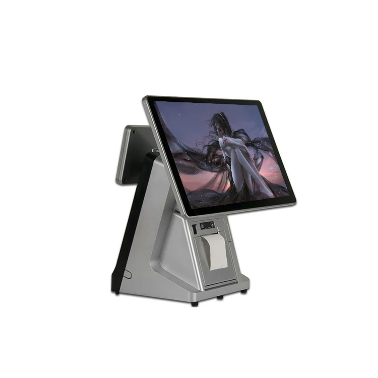 15.6 Aual Screens All-In-One Pos Machine Built In 80mm Printer Computer With Printer With Ticket Generator  POS System