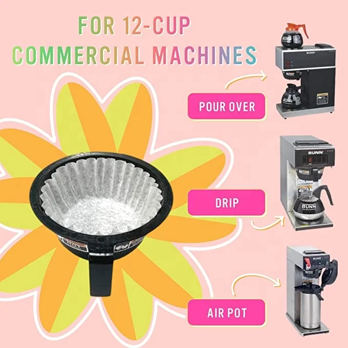 Manufacturer custom bleached coffee paper filter commercial 13.2inch wave basket coffee filter paper 500 Counts