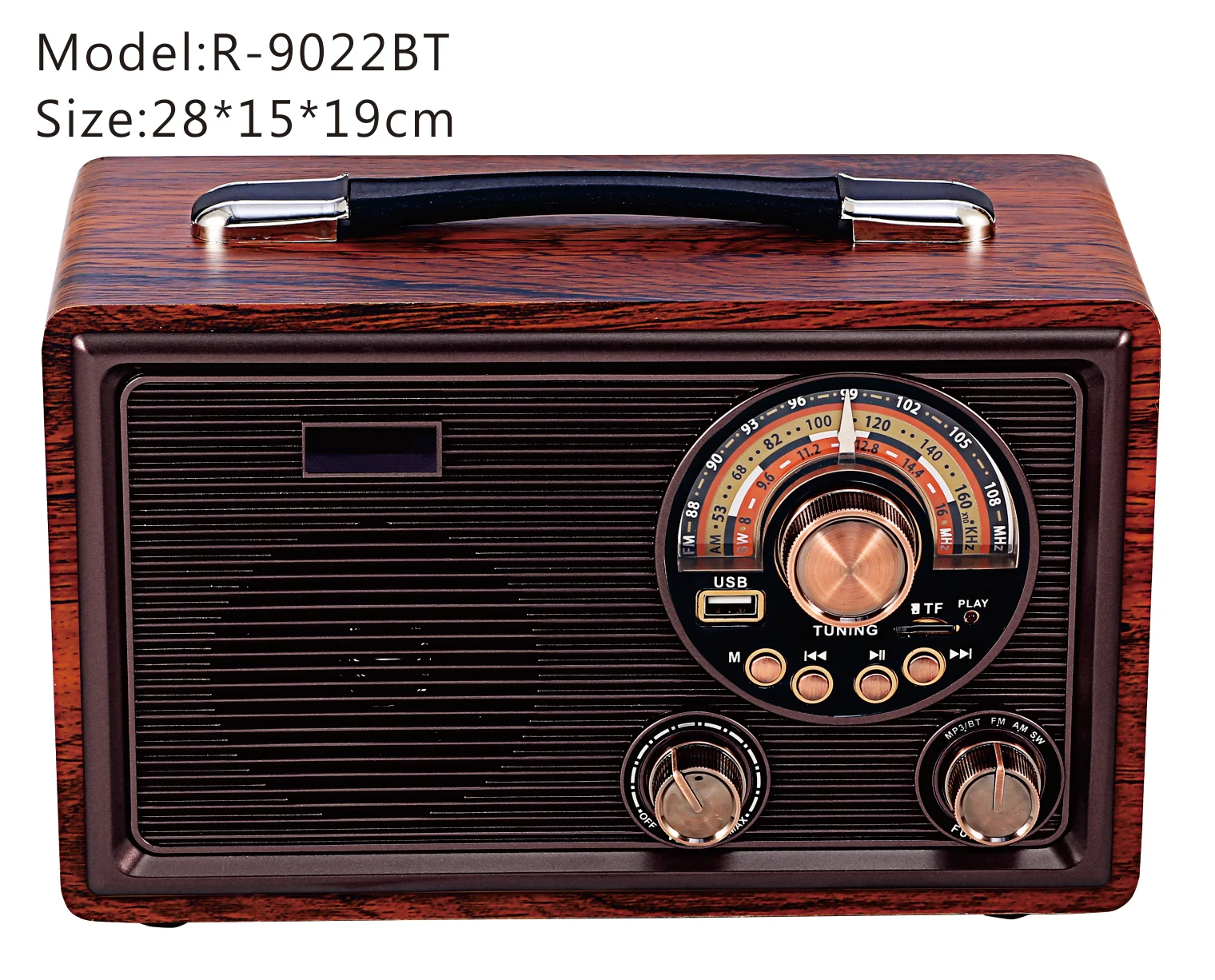 Старый винтажный радио Ретро Hi-Fi динамик беспроводная музыкальная система Радио FM мульти 3 ремешок деревянный цвет подключения BT карты памяти и MP3