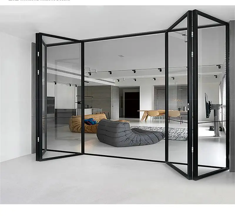 Modern Design Aluminum Alloy Folding & Sliding Glass Doors for Living Room Windows for Villas and Hotels