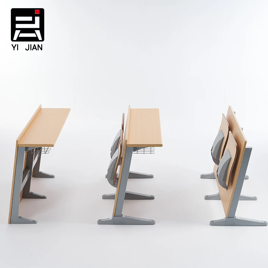 Modern Design Durable Wooden Table & Chair Set for University Auditorium Lecture Hall and College School with Writing Pad