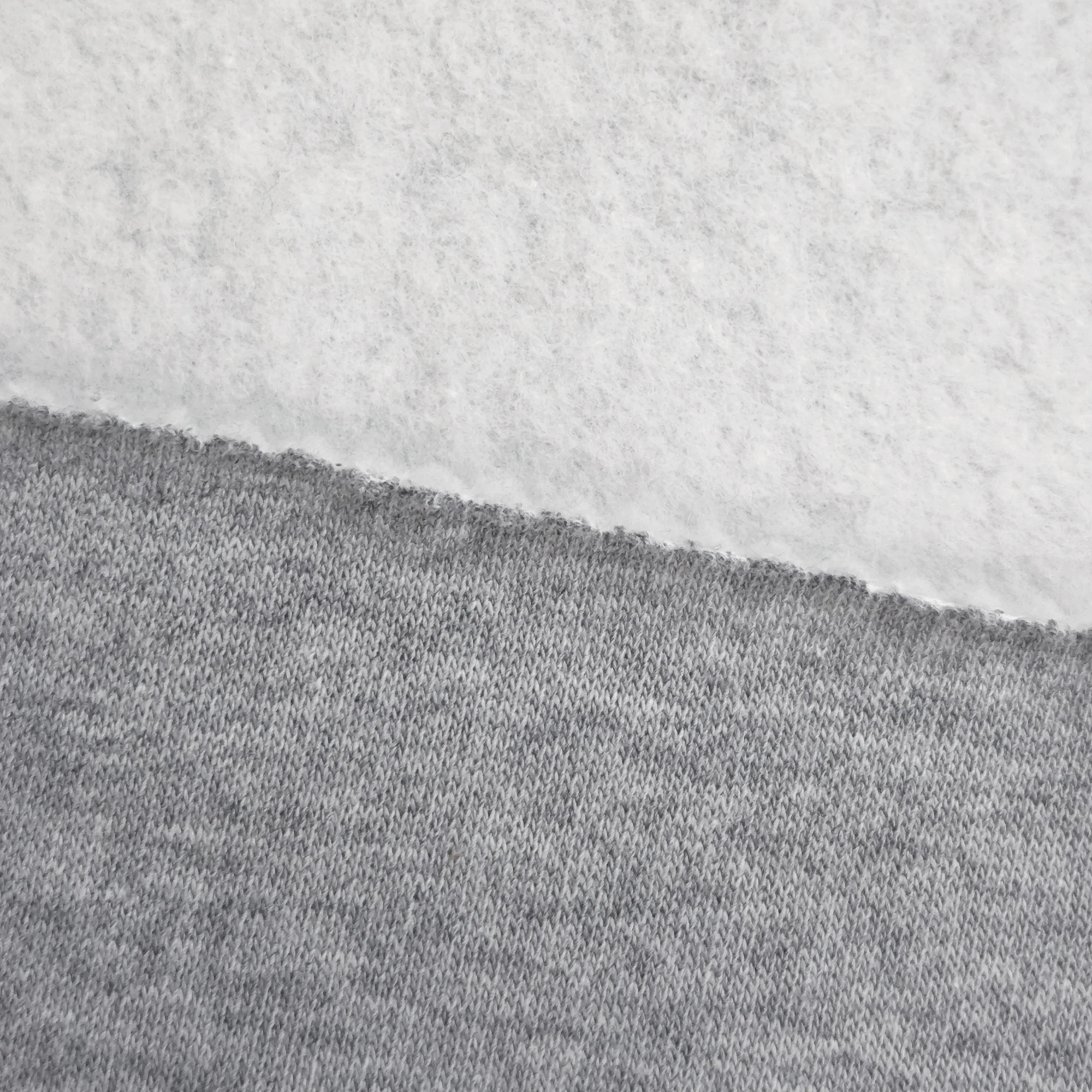 Custom Wholesale 265gsm Hemp Gray Single Side Brushed TC Polyester Cotton Melange French Terry Fleece Fabric For Hoodies