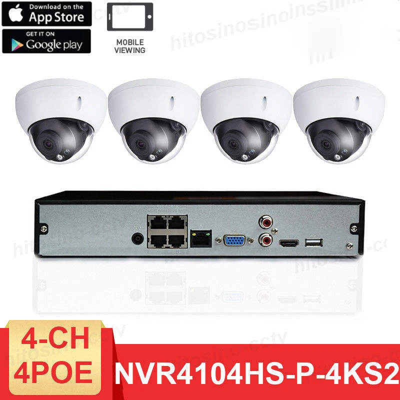 DH 6MP POE AUDIO CAMERA HDBW4631R-AS 4K Plug&Play  NVR4104-P-4KS2 DH 4CH CCTV SYSTEM Kit