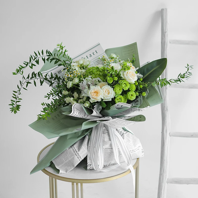 Newly style flower Kraft paper wrapping letter printed biodegradable wrapping paper for flower