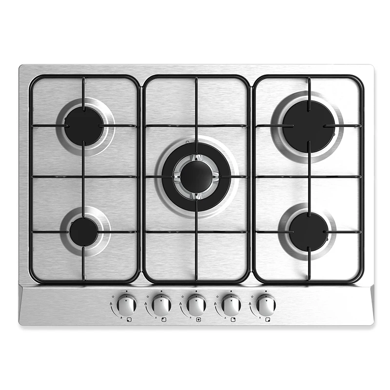 Лучшая цена 70 см варочная поверхность из нержавеющей стали газовая плита Встроенная газовая плита 5 горелка