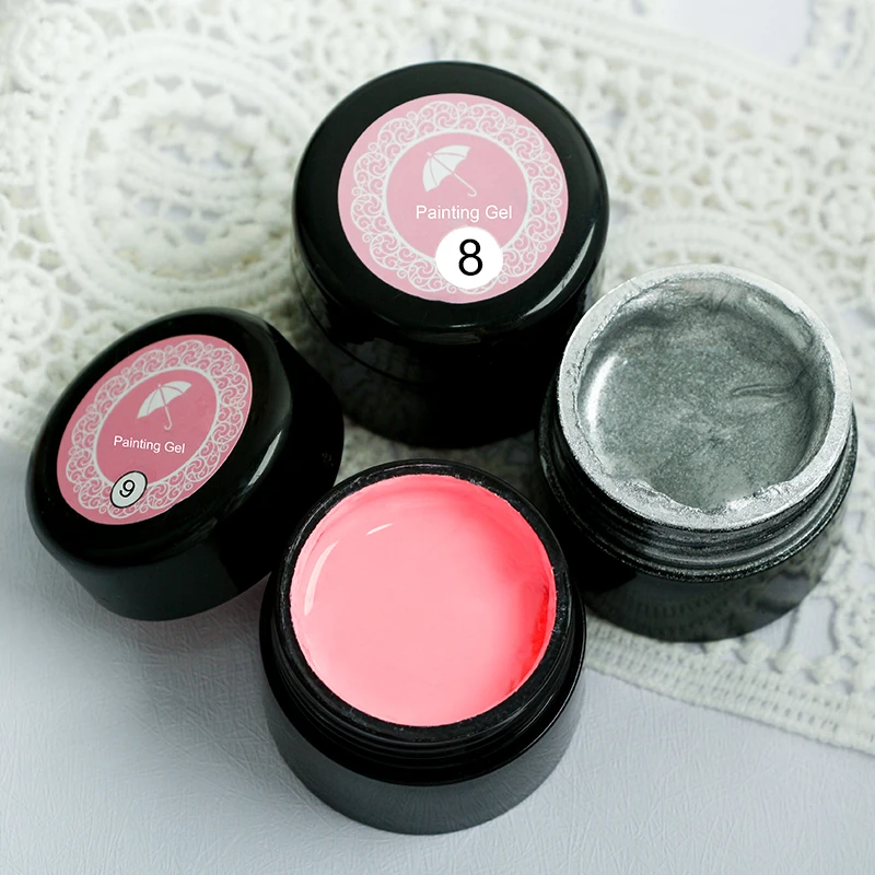 QSHY Custom Logo Private Label Wholesale Soak Off No-Wipe UV LED Nail Art 12 Color Painting Organic Resin Gel Polish