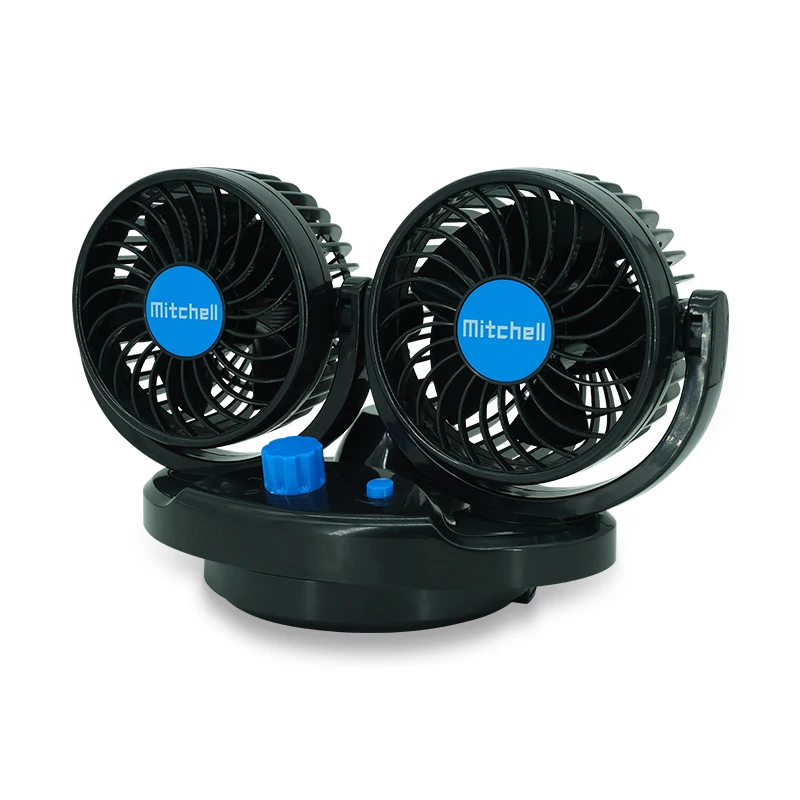 Mitchell car fan 12V 4inch two speed car cooling fan double head oscillating low noise portable fan