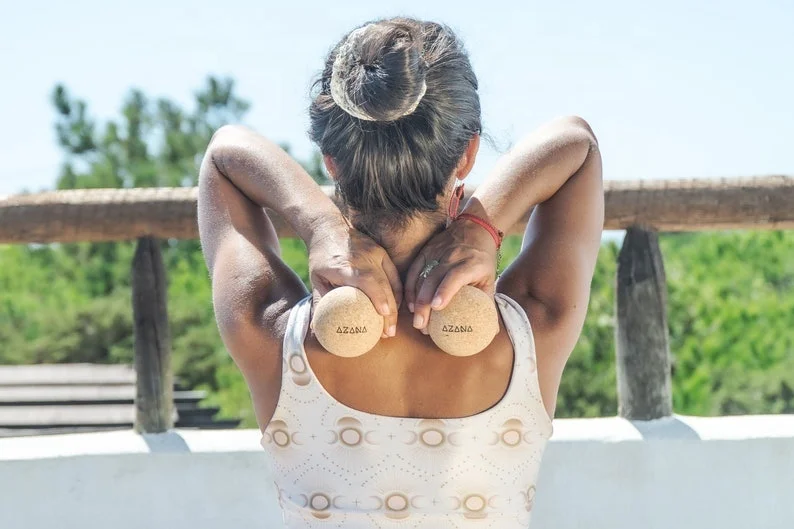 2022  100 mm cork lid ball yoga Balance  exercise body building relax message ball Eco friendly roller block peanut ball