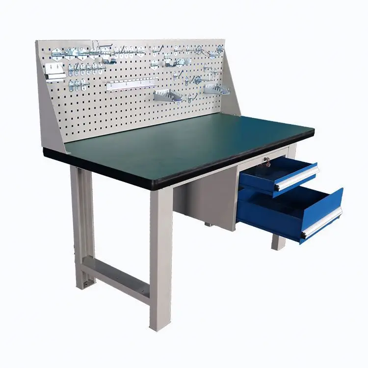Industrial heavy duty garage lab workbench with rubber mat top