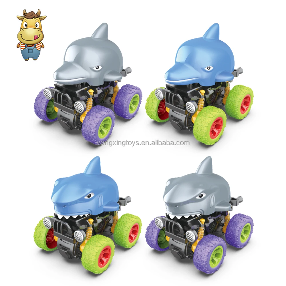 Wholesale Cartoon Inertia Car Toy Die cast 360 Degree Rotation 4 wheels Friction Vehicle Off-Road Engineering Truck