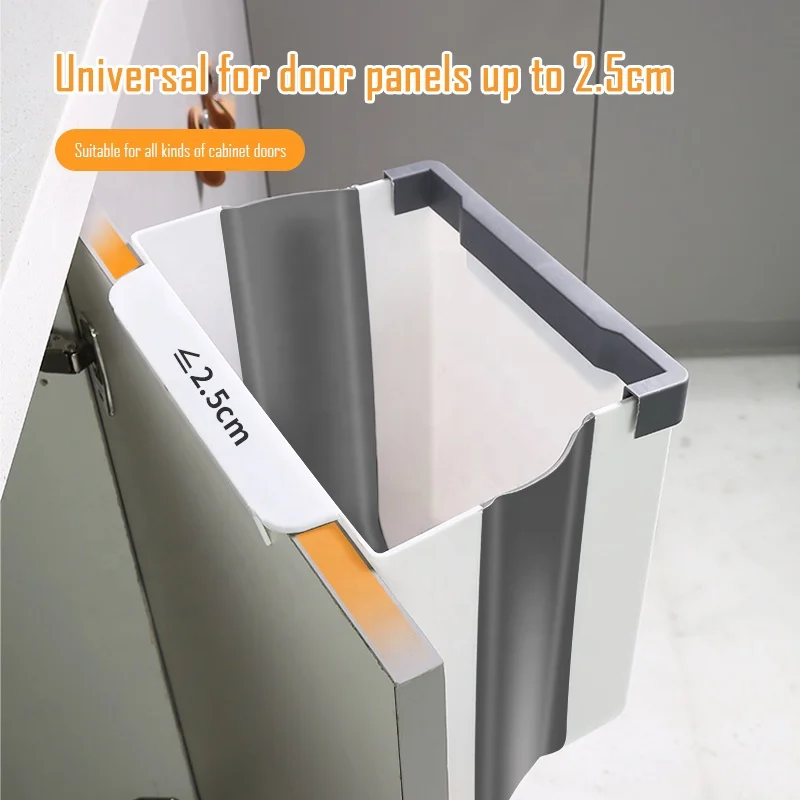 Cans Door Drawer Hanging Folding Waste Bin Handheld Cabinet Portable Wall Mounted Trash Can For Kitchen
