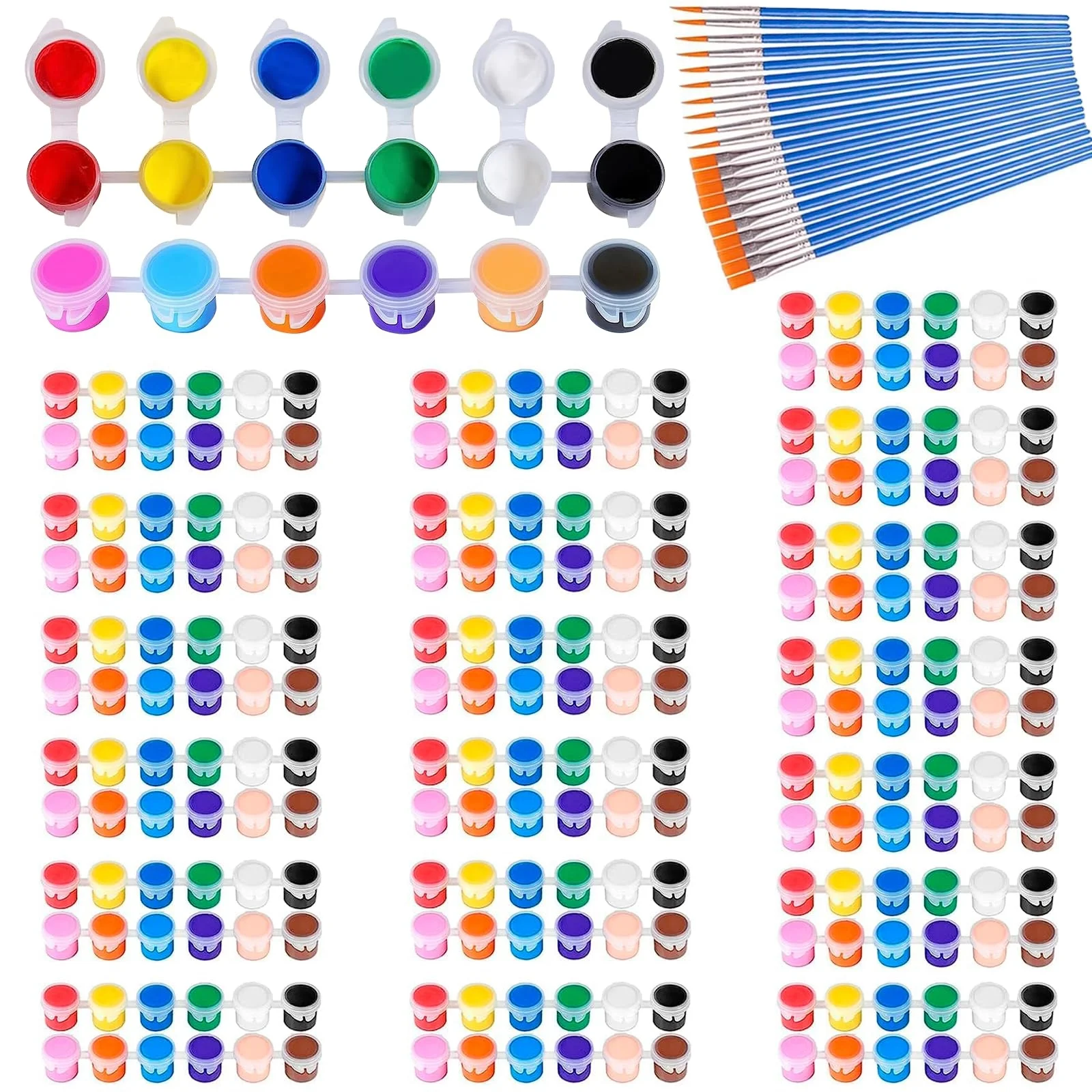 Hot sale  Mini Acrylic Paint Set 12 Colors Acrylic Paint Strips 20 brush for Kids Adults Craft Paint