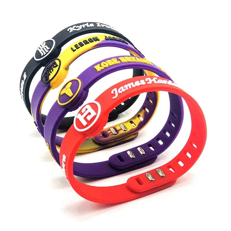 Promotional personalized customized adjustable bracelets silicone wristbands custom logo sports basketball rubber bracelets