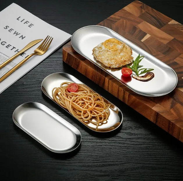 Tray Stainless Steel Plate Rack Dish Chargers Gold Plates Dishes Charger Flat Brass Trays Set Serving Dish Plate