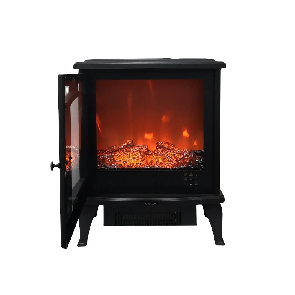 portable free stand freestanding electric fireplace with decorative LED log flame effect