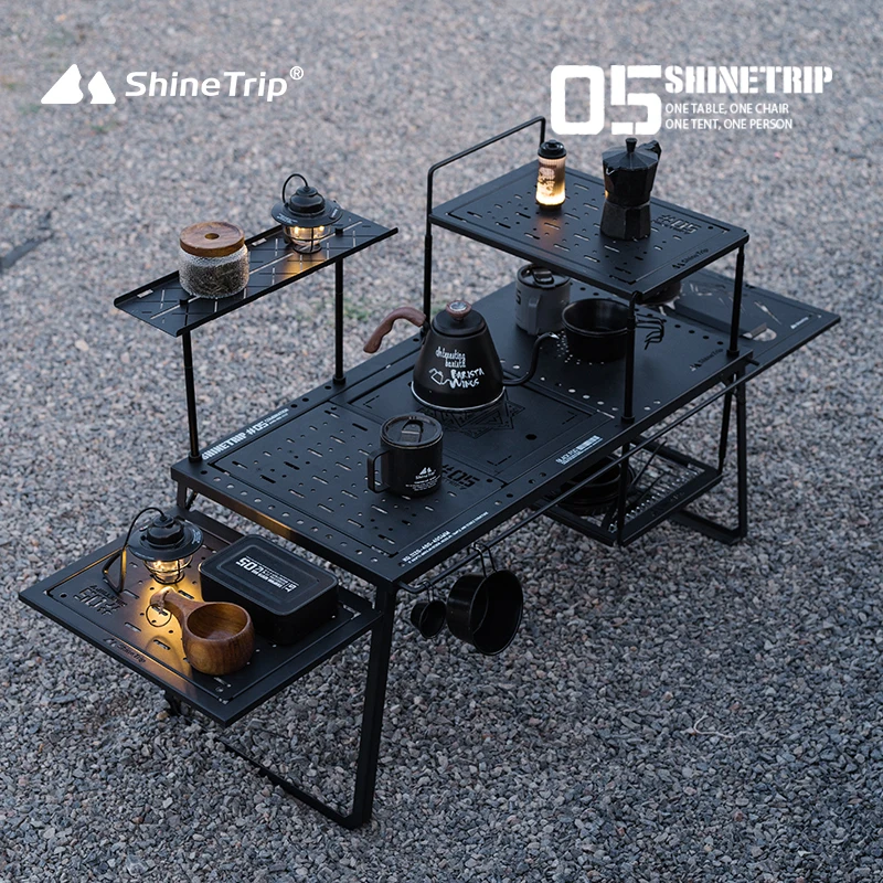 Shinetrip Outdoor 05 Series Black Mist IGT Modular Free Standing Table Portable Folding Aluminum Camping Table Set