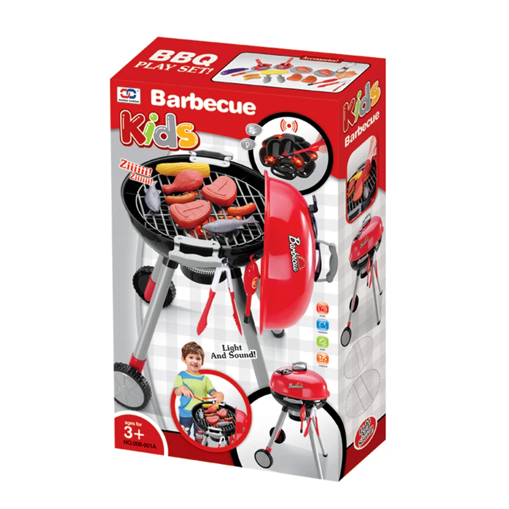 wholesale intelligent pretend play cooking sets (BBQ set) with light & voice for kids fun play set with cooking food