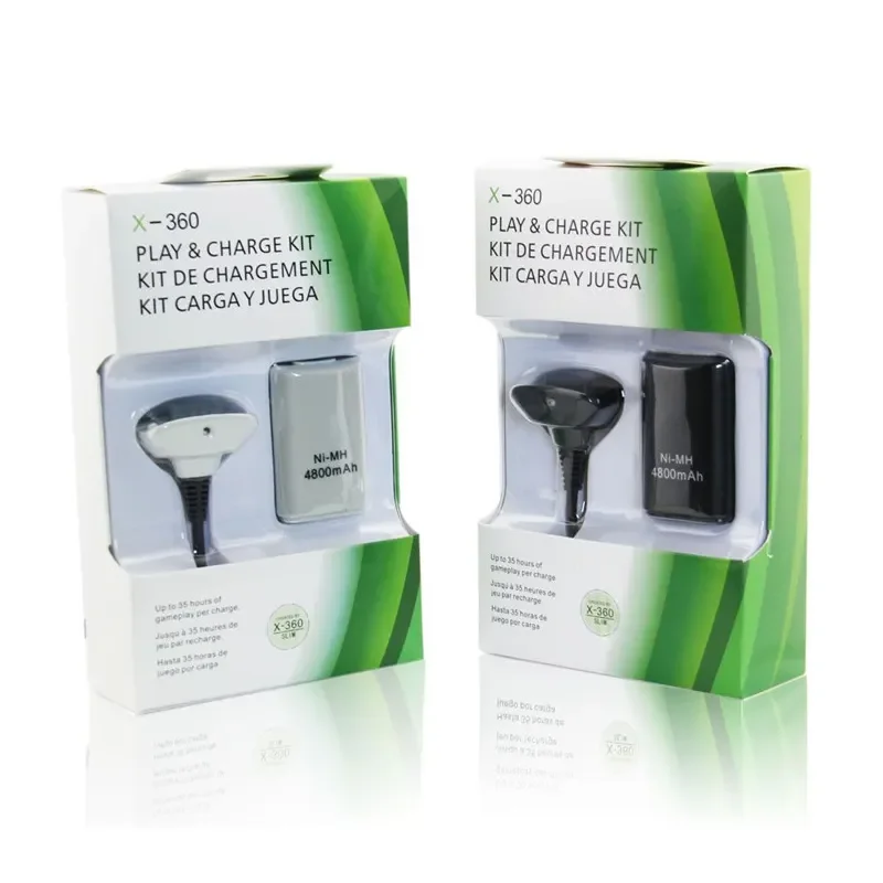 2 In 1 4800mAh for Xbox 360 Rechargeable Battery Kit with USB Charge Cable