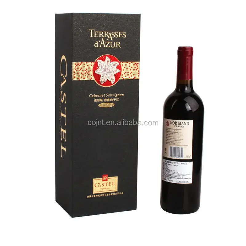 Black wine paper box single bottle custom logo wine packaging box for bottle cup glass whisky