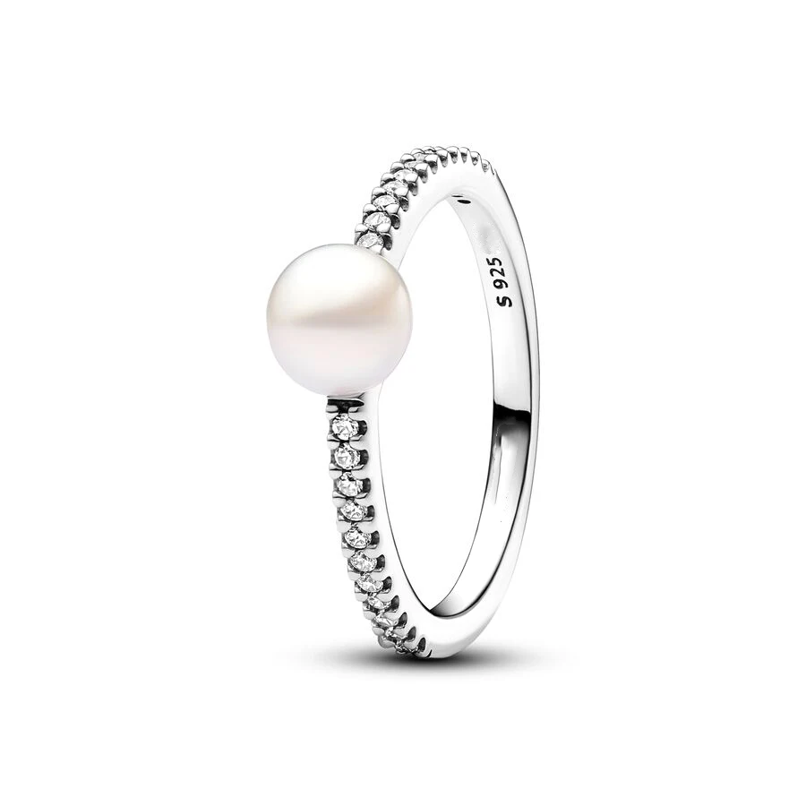 New 925 sterling silver Charm Treated Freshwater Cultured Pearl Pave Gift Set Ring Earring Design DIY Necklace Women Jewelry Set