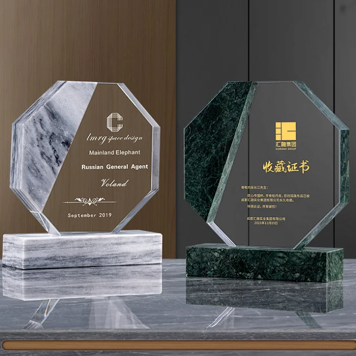 Creative marble medal customized high-grade crystal trophy customized annual honor awarded crystal trophies diamond