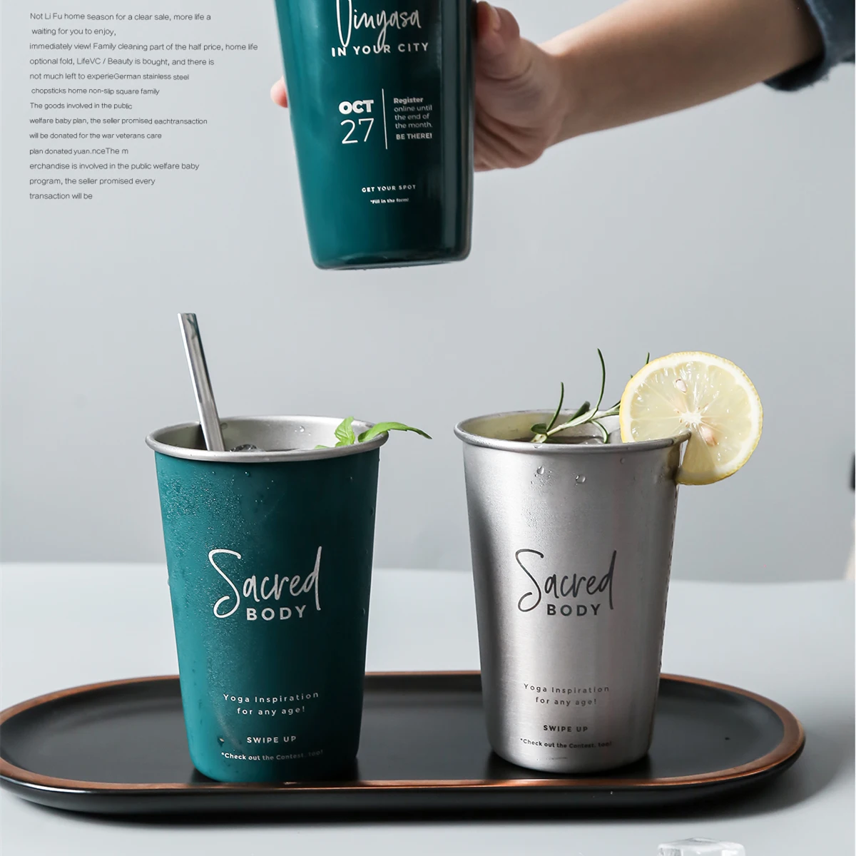 8oz 12oz 16oz Custom Logo Single Wall Metal Beer Tumbler Unbreakable Stainless Steel Pint Cup