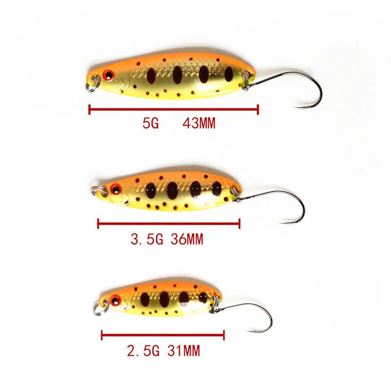 Casting Spoon With Single Hook 3.5g 1/8oz Salmon Trout Pike Bass Fishing Lures, Crappie Fish Bait