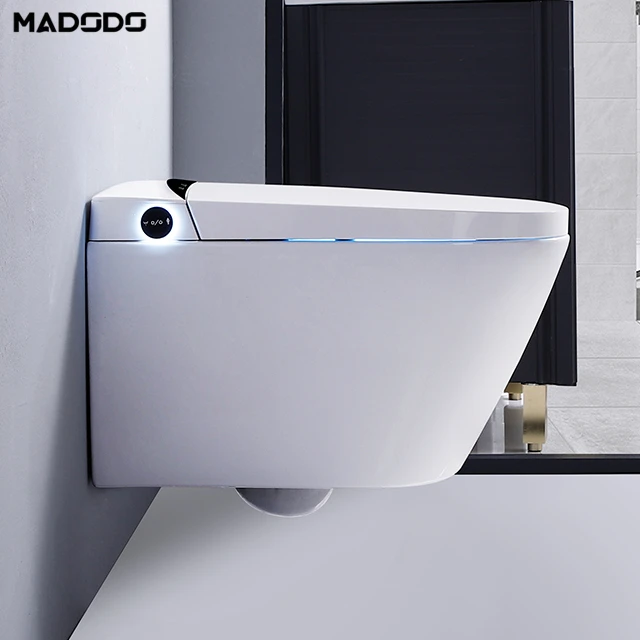Ceramic Wall Hung Automatic Flip Smart Toilet Bidet With Remote Control Prodigy Modern Smart One Piece Intelligent Toilet