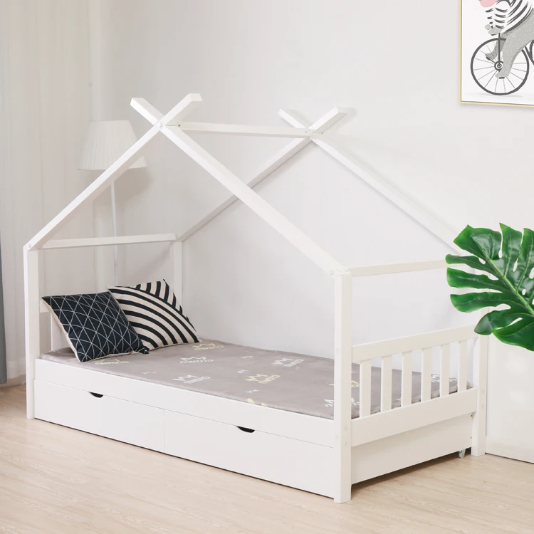 No.1311-C Hot-selling Solid Pine Wood House Bed Floor Bed Teepee Bed