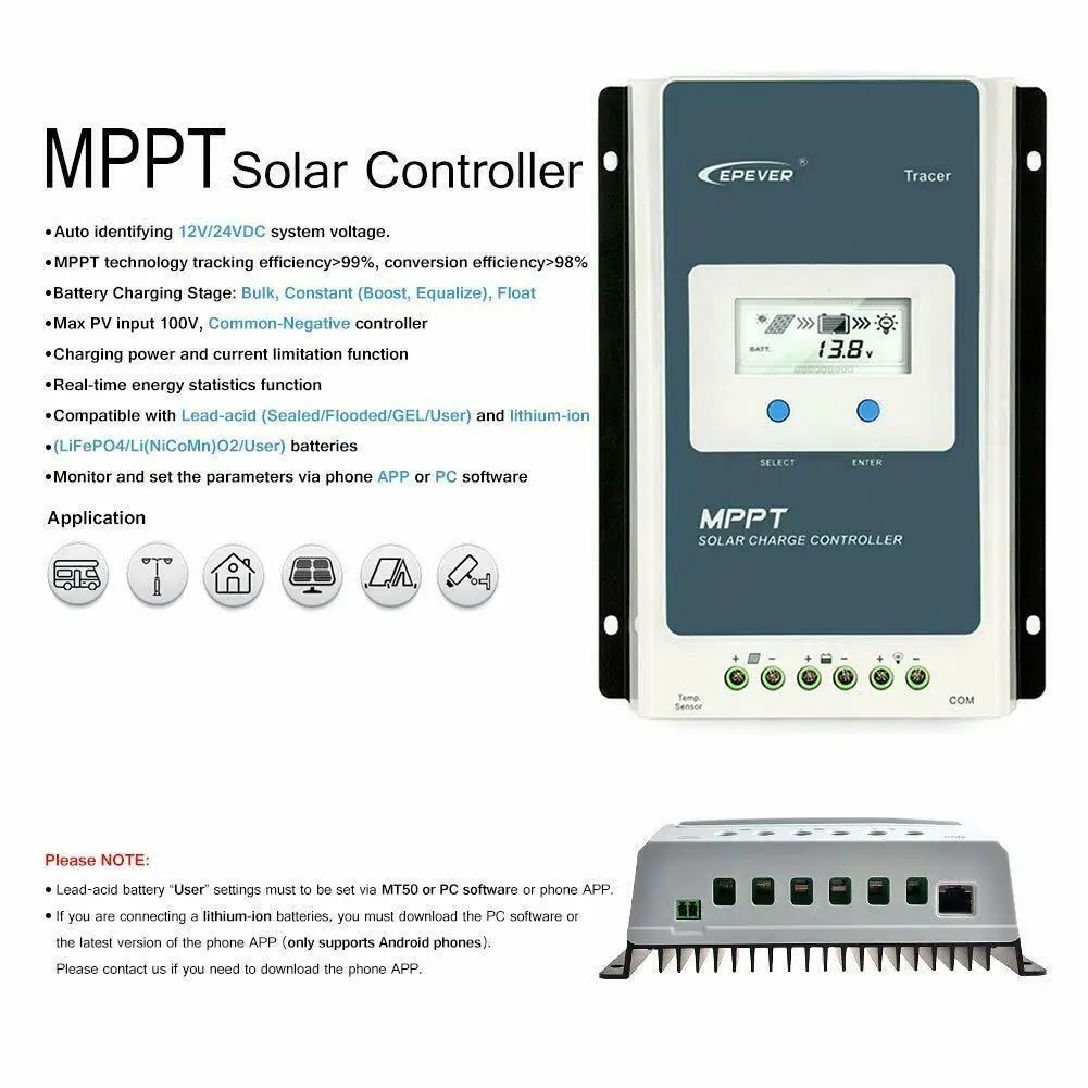 Free Shipping!!! Epever 20A 24V 12V Auto Tracer 2210AN MPPT CE RoHS Solar Charge Controller for Lifepo4 Battery