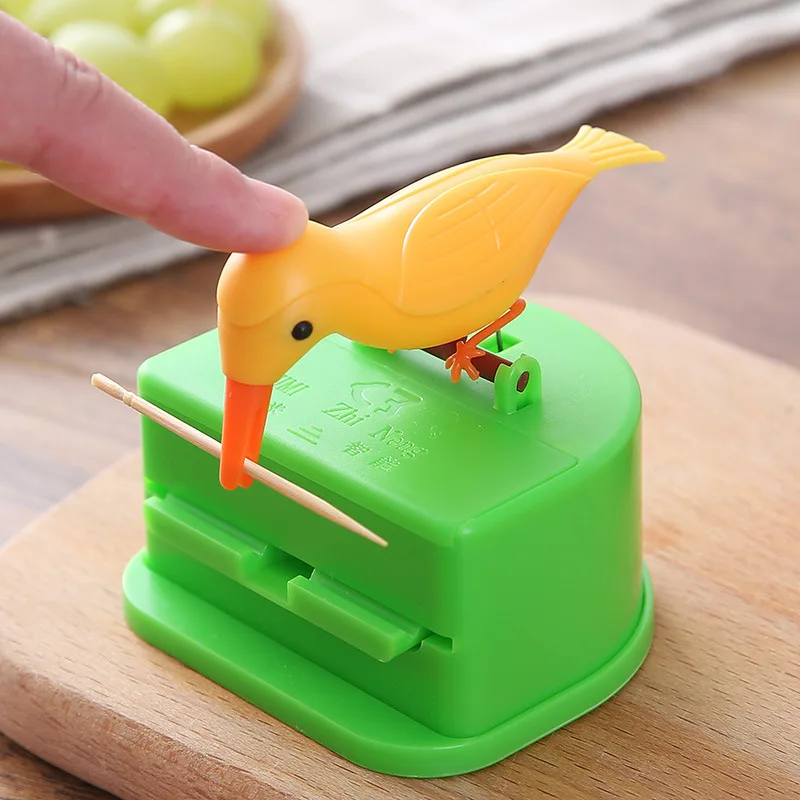 Fully Automatic Storage Toothpick Dispenser Dinning Table Press Type Toothpick Holder Bird Shape Smart Toothpick Box Decor