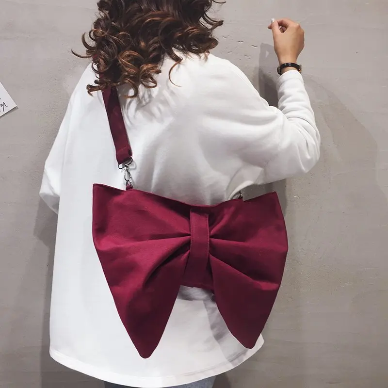 Large Bowknot Clutch Hand Bag Chic Canvas Sling Bag Stylish Purses 2021 Handbags