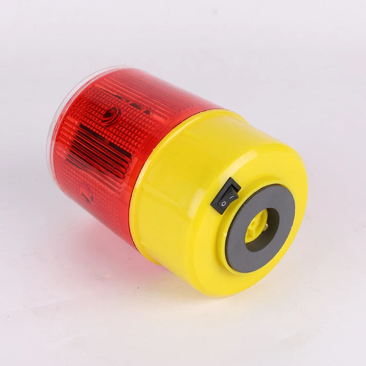 Red Construction Solar Powered Traffic Cone Emergency Warning Light Led Safety Signal Beacon