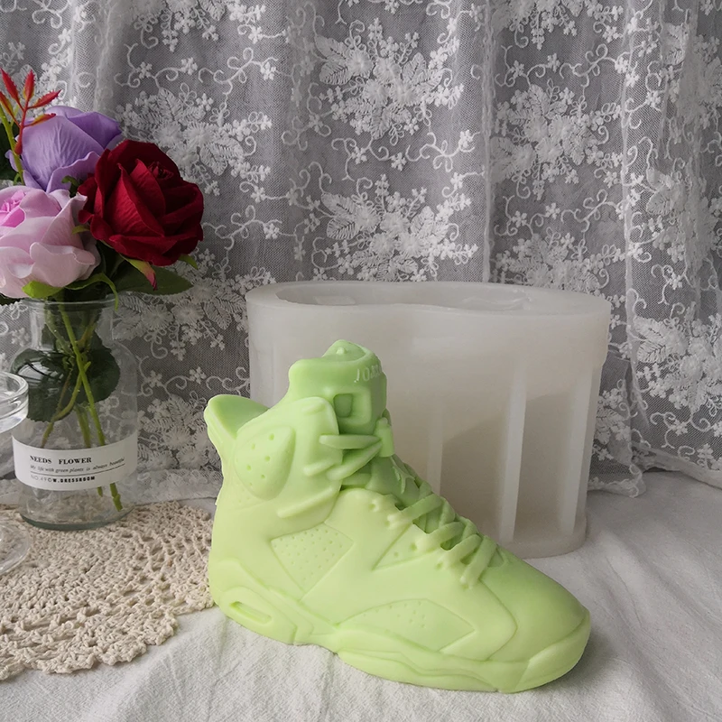 Hot Sell Home Decoration Multi Size 3D High Top Basketball Shoes Resin Mould Homemade Custom 18CM Sneakers Silicone Mold