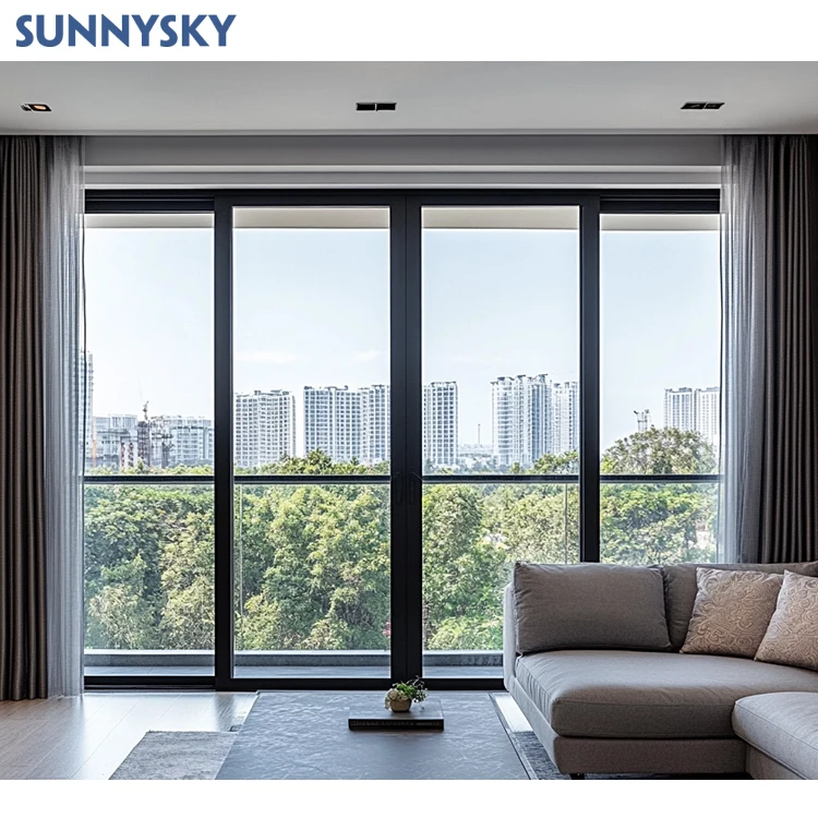 Sunnysky лидер продаж роскошное водонепроницаемое двойное стеклянное треугольное окно большое Панорамное балконное