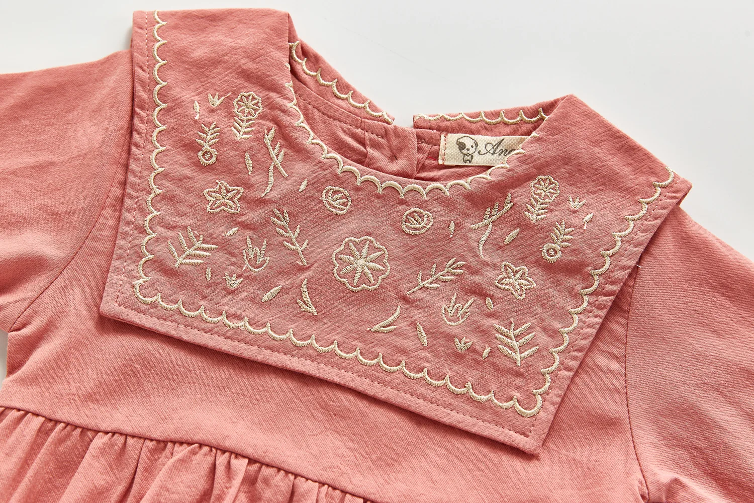 fashion Plain Embroidery Cute Sweet Style Soft Cotton Long Sleeve Baby Girls Romper Toddler Clothes With Hats