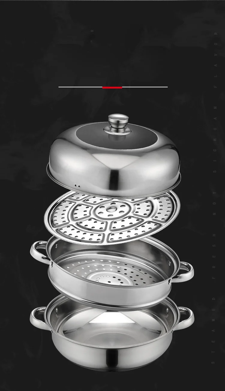
Thickened Stainless Steel Steamer Suit Double-Layer Three-Layer Multi-Purpose Soup Steamer Steamed Hot Pot Practical Gift Pot 