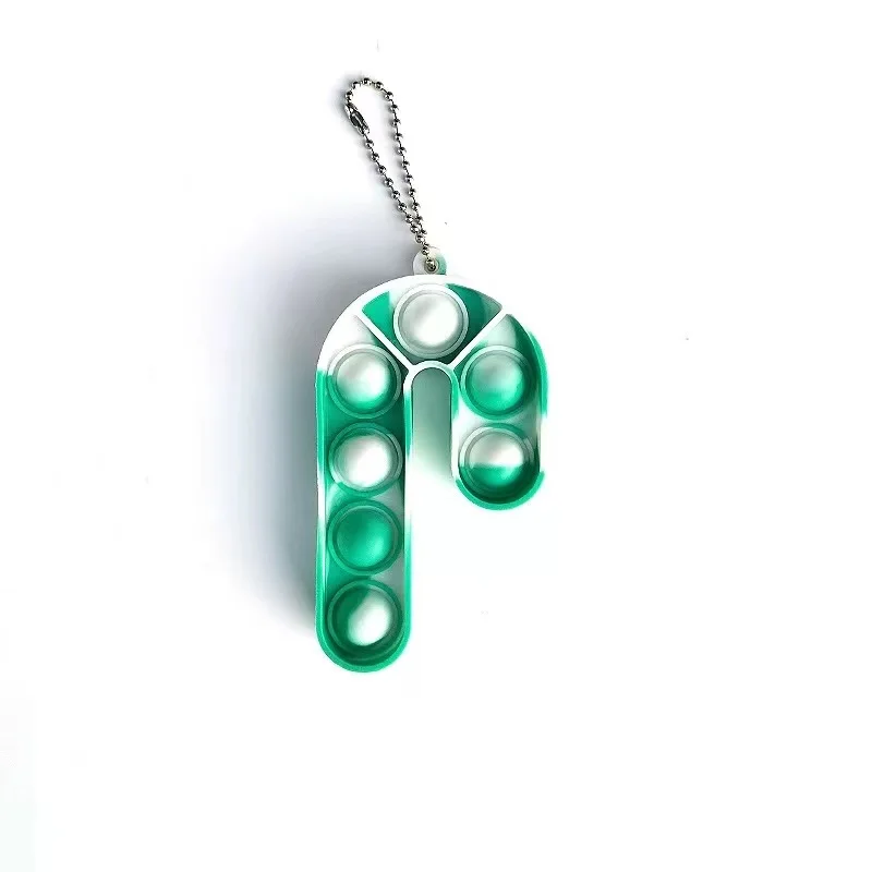 Wholesale Popular Silicone Fidget Christmas Bell Gingerbread Candy Key Chain Set Bubble Popper Mini Push Pop Fidget Keychain
