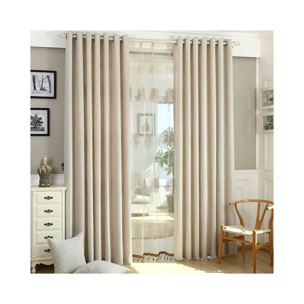 Indoor Window Blinds Curtains High Density Linen Fabric Blackout Curtains