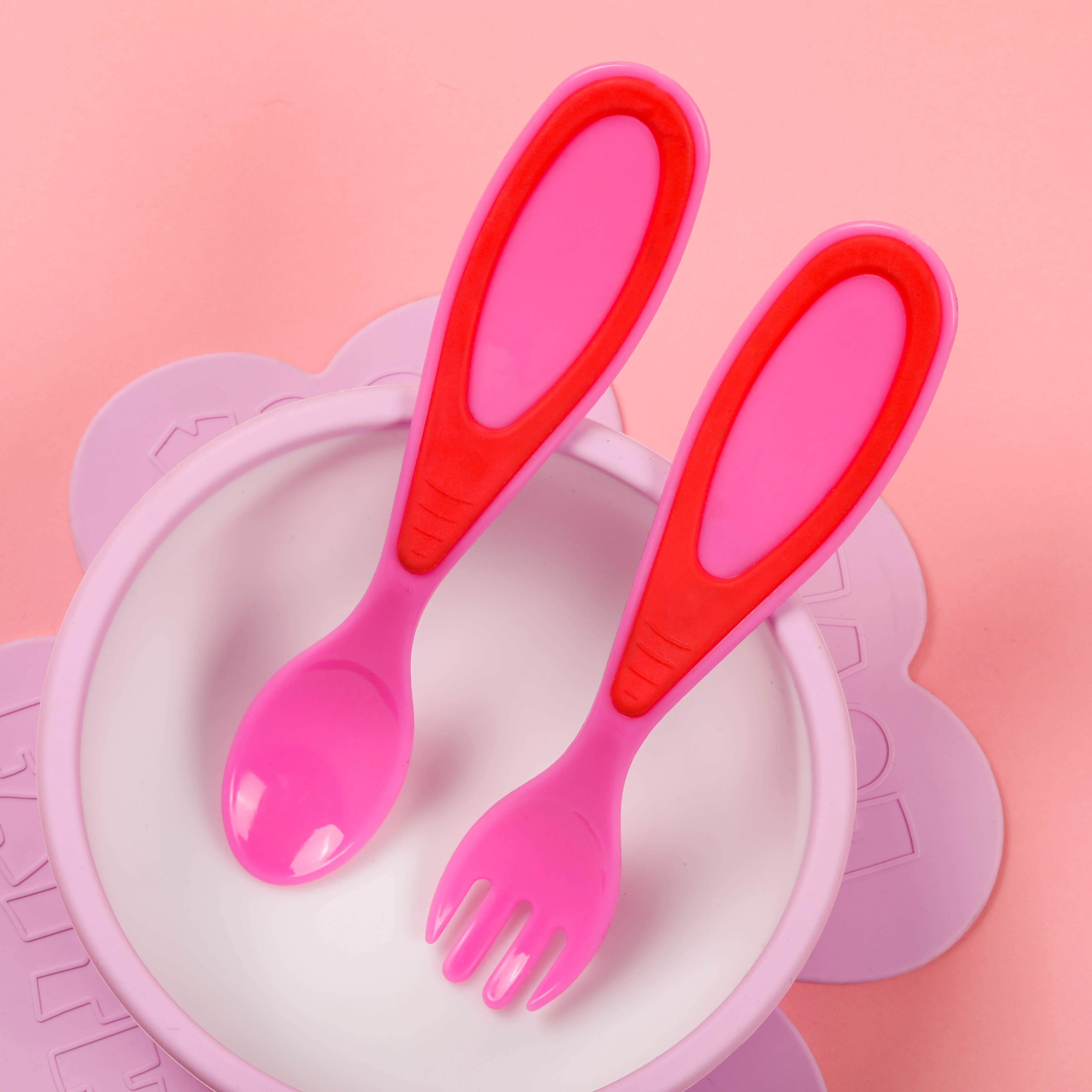 Baby Plastic/ TPE Encapsulated Spoon and Fork / Cutlery