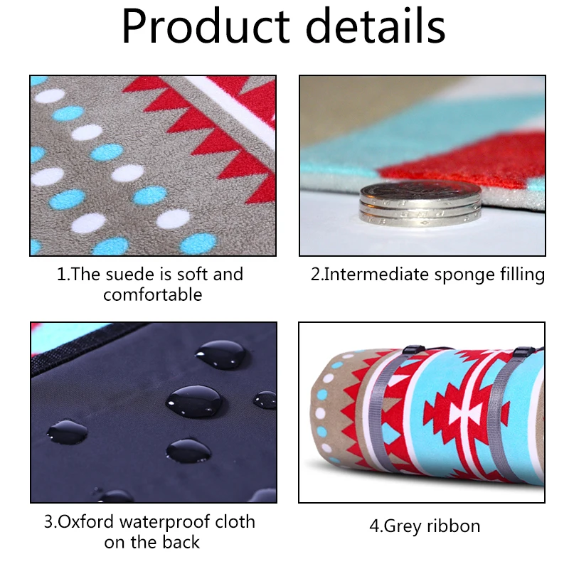 300cmX300cm Polar fleece printed waterproof picnic blanket outdoor play mat for family use